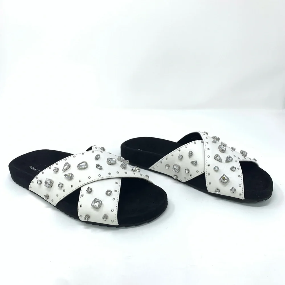Rebecca Minkoff White Theo Jewels Leather Sandal